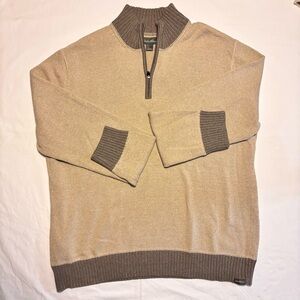Eddie Bauer Men's Beige and Brown Zip-Up Sweater